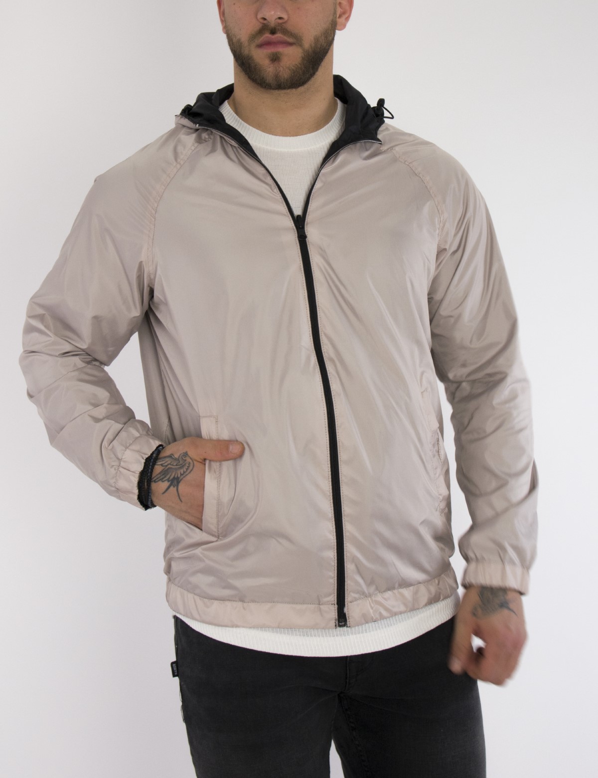Ανδρικό μαύρο μπεζ Jacket διπλής όψεως WS2813B φωτογραφία
